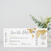 Pass voor instappen Opslaan Datum Gold-Wereldkaart Kaart (Staand voorkant)