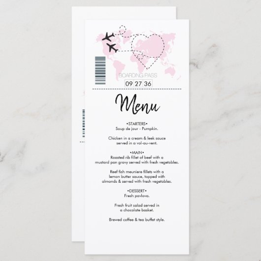 Pass Weddenschap bestemming Menu (Voorkant / Achterkant)