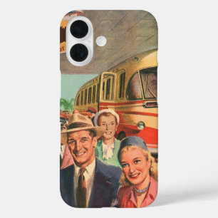 passagiers op vakantie bij de busdepot iPhone 16 hoesje