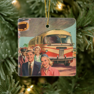 passagiers op vakantie bij de busdepot keramisch ornament