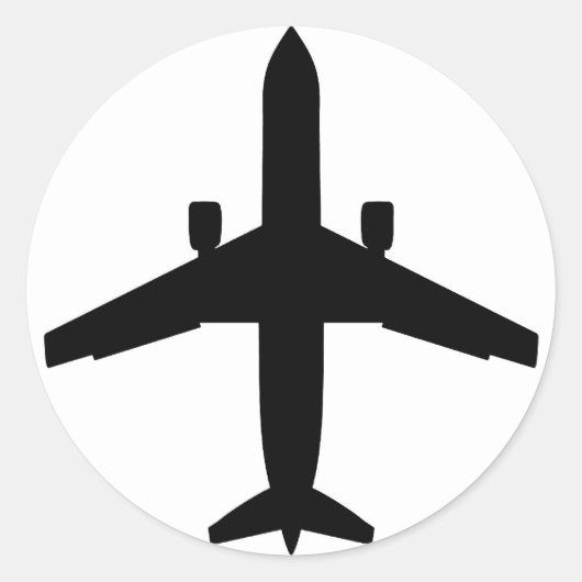 passagiersvliegtuig ronde sticker (Voorkant)