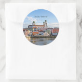 Passau, Duitse cityscape-foto Ronde Sticker (Tas)