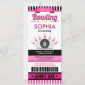 Passe-billets Pink Bowling Invitation de fête d'an (Devant)