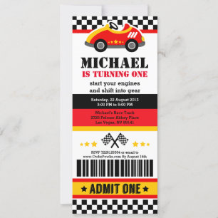 Passe-billets Voiture de course Invitation de fête