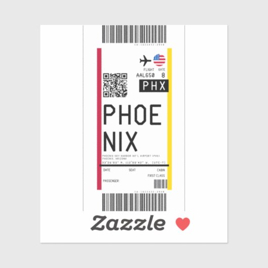 Passe d'embarquement au Sticker Phoenix (PHX) (Feuille)