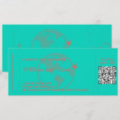 Passe d'embarquement Faire-part de mariage - Turqu (Devant / Derrière)