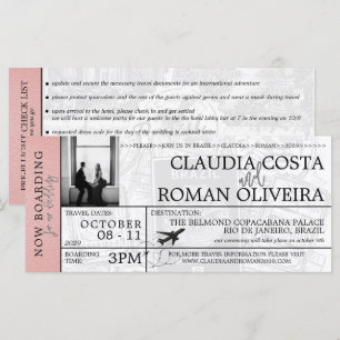 Passe Mariage Pink Brazil Boarding Invitation