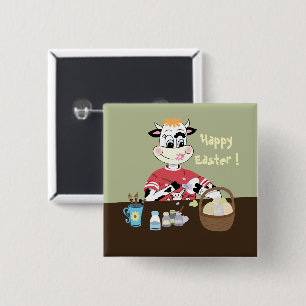 Passe paaseieren schilderen evenement knop vierkante button 5,1 cm
