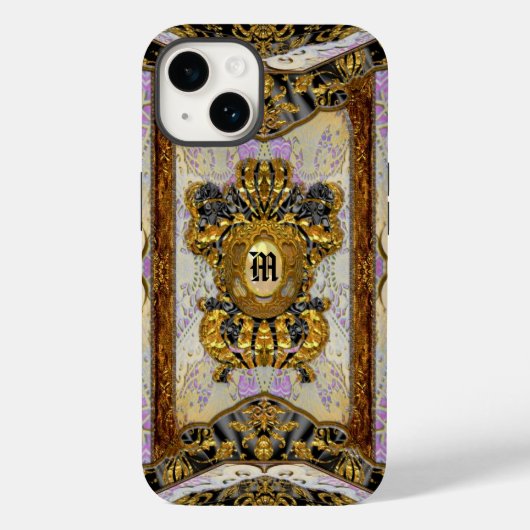 Passementerie Madeline Elegant Damask Monogram Case-Mate iPhone Case (Achterkant)