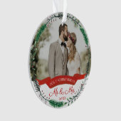 Passen getrouwd 1e getrouwde kerstfoto ornament (voorkant)