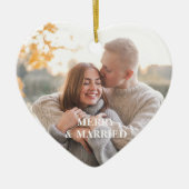 Passen getrouwd 1e Kerst Custom Foto Rustiek Keramisch Ornament (Voorkant)