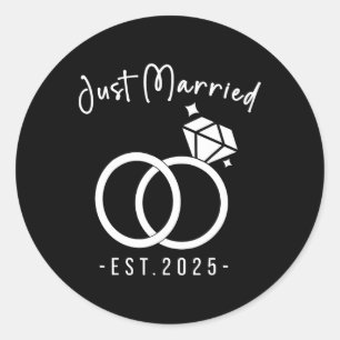 Passen getrouwd 2025 Bruid en bruidegom Weddingpla Ronde Sticker