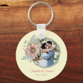 Passen getrouwd Aangepaste foto Namen Weddatum Sle Sleutelhanger (Voorkant)