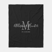 Passen getrouwd Black White Hand Lettert Script Na Fleece Deken (Voorkant)