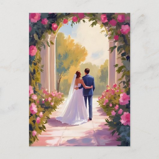 Passen getrouwd Bruid & Bruidegom Trouwschilderij Briefkaart (Voorkant)