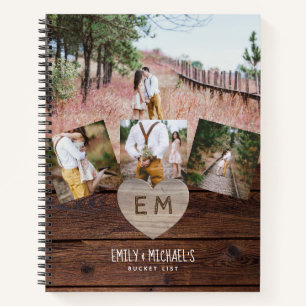 Passen getrouwd BUCKET LIST Foto Rustic Paars Flor Notitieboek