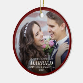 Passen getrouwd eerste kerst getrouwd foto keramisch ornament (Links)