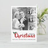 Passen getrouwd eerste kerstcollage 4-fotokaart kaart (Staand voorkant)