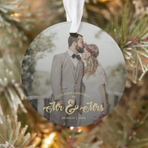 Passen getrouwd Eerste Kerstmis Foto van Mr & Mrs. Ornament