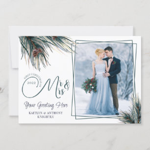 Passen getrouwd Eerste Kerstmis, mevrouw Waterverf Feestdagenkaart