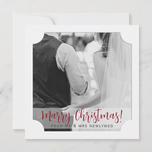 Passen getrouwd Foto Vierkant Trouwen Kerstmis Kaa Feestdagenkaart (Voorkant)