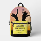 Passen getrouwd geel & zwart Modern Monogram huwel Bedrukte Rugzak (Voorkant)