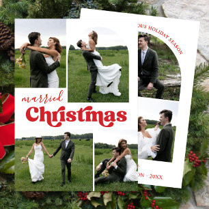 Passen getrouwd getrouwd kerst foto collage boog feestdagenkaart