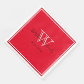 Passen getrouwd Gift Chic Script Naam Red Monogram Servet (Hoek)