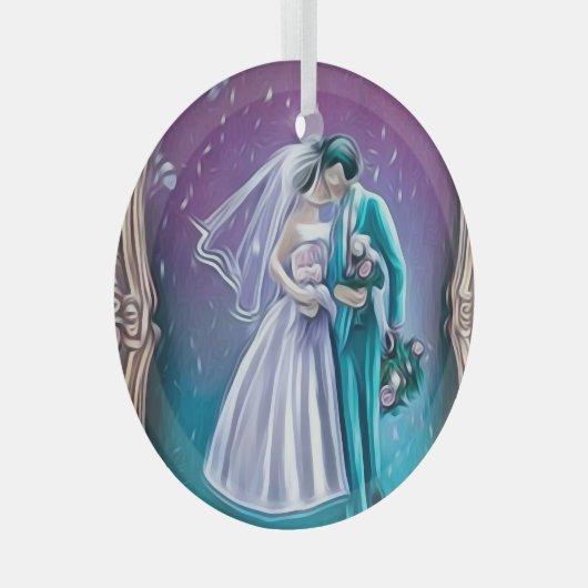 Passen getrouwd glas ornament (Voorkant Rechts)