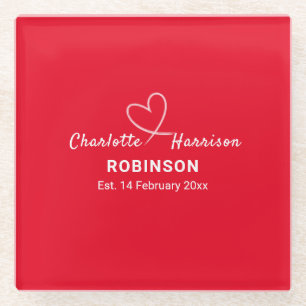 Passen getrouwd koppels trouwdatum gepersonaliseer glazen onderzetter