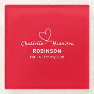 Passen getrouwd koppels trouwdatum gepersonaliseer glazen onderzetter