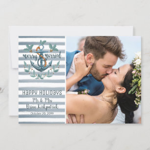 Passen getrouwd Nautical Wedding MERRY EN MARRIED  Feestdagenkaart