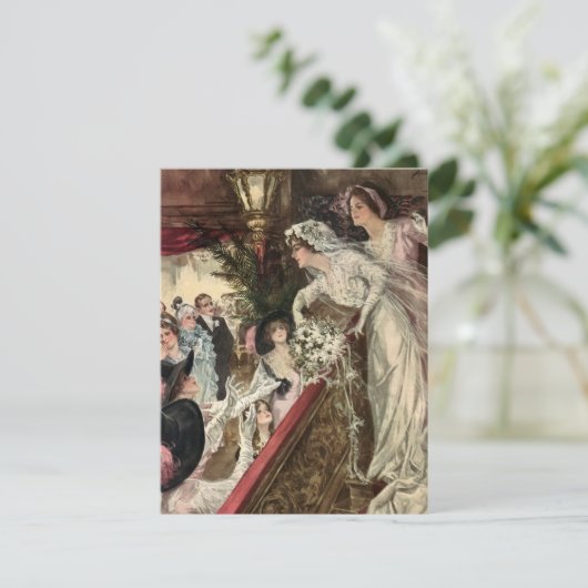 Passen getrouwd, Victoriaans bride Tossing Bouque Aankondiging (Staand voorkant)