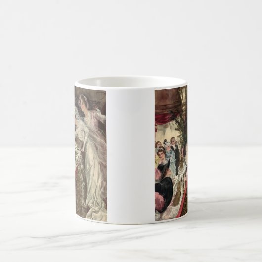 Passen getrouwd, Victoriaans bride Tossing Bouque Koffiemok (Center)