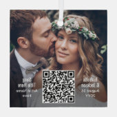 Passen getrouwd voor bruiloft en afspeellijst QR-c Glas Ornament (Achterkant)