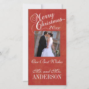 Passen getrouwd voor eerste kerstcadeautjes voor f feestdagenkaart