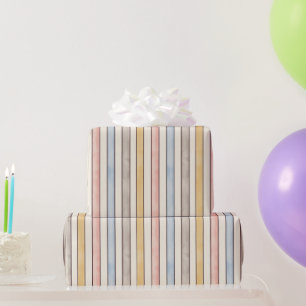 Passende, Gedempte Roze, Gele en Blauwe Strepen Cadeaupapier