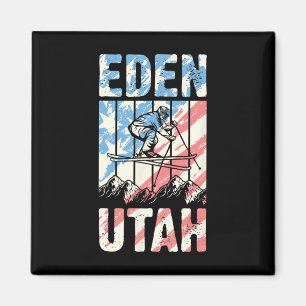 Passende Retro Stijl Berg Skieden Eden Utah Drie Magneet