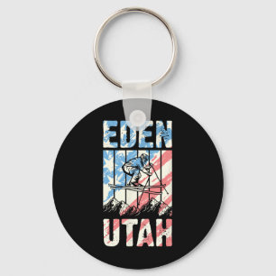 Passende Retro Stijl Berg Skieden Eden Utah Reis Sleutelhanger