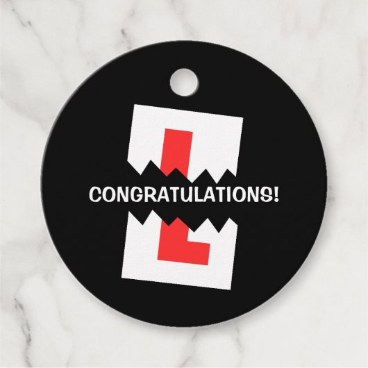 Passende rijtest bedankjes labels (Voorkant)