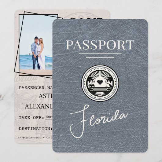Passeport argenté Floride Save The Date (Devant / Derrière)