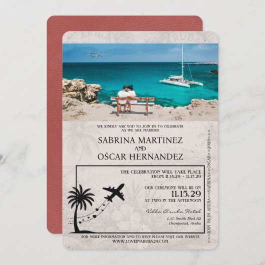 Passeport de Bourgogne clair Aruba Faire-part de m (Devant / Derrière)