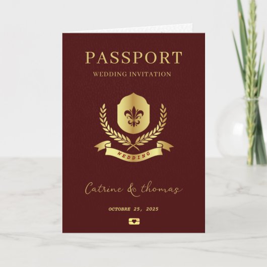 Passeport de destination de mariage élégant Carte (Devant)
