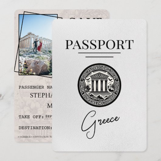 Passeport de la Grèce Blanche Enregistrer la carte (Devant / Derrière)