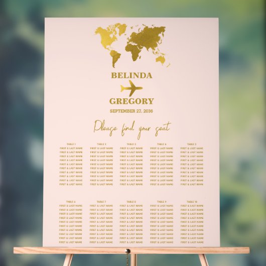 Passeport de mariage Rose blush Or Plan de table (Neutre)