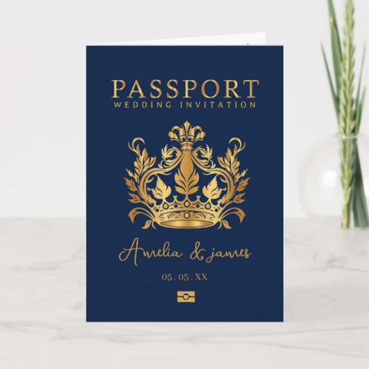 Passeport Destination Mariage Faux invitation en o (Devant)