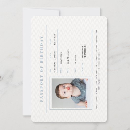 Passeport drôle 1ère invitation anniversaire (Dos)