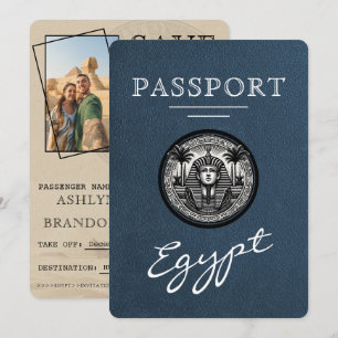 Passeport Égypte Bleu Marine Mariage Save the Date