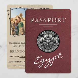 Passeport Égypte Mariage Burgundy Save the Date