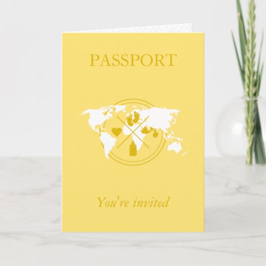 Passeport Jaune Garçon Baby Shower Carte du Monde (Devant)